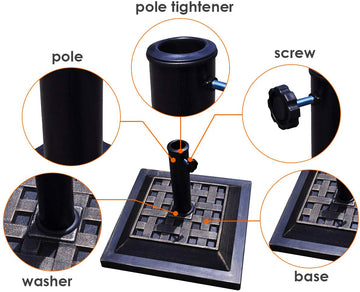 26 ポンド スクエアスチールパティオ傘ベース ブロンズ